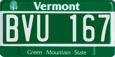 VT license plate BVU167