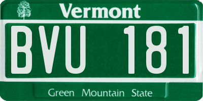 VT license plate BVU181