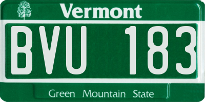 VT license plate BVU183
