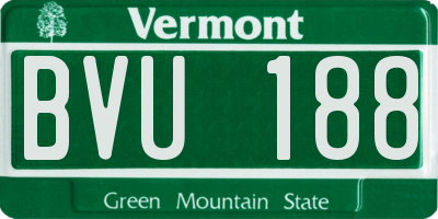 VT license plate BVU188