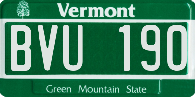 VT license plate BVU190