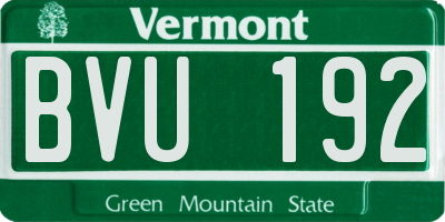 VT license plate BVU192