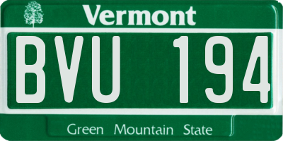 VT license plate BVU194