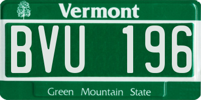 VT license plate BVU196