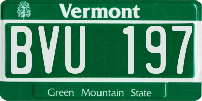 VT license plate BVU197