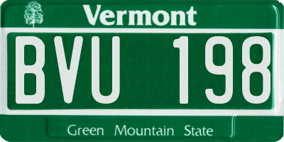 VT license plate BVU198
