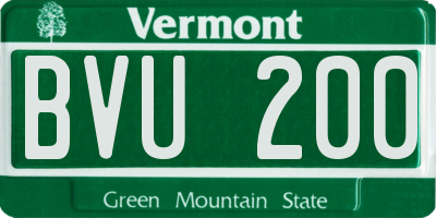 VT license plate BVU200