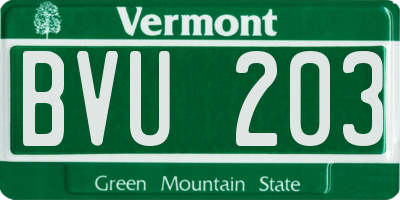 VT license plate BVU203