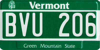 VT license plate BVU206