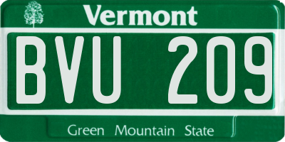VT license plate BVU209