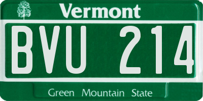 VT license plate BVU214