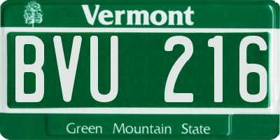 VT license plate BVU216