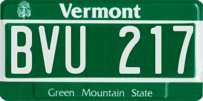 VT license plate BVU217