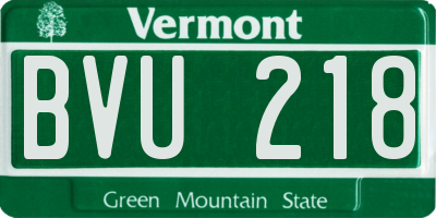 VT license plate BVU218