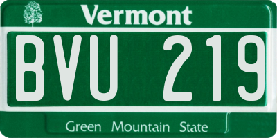 VT license plate BVU219