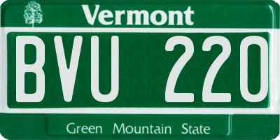 VT license plate BVU220