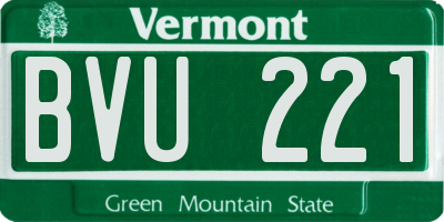 VT license plate BVU221
