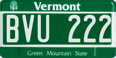 VT license plate BVU222
