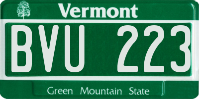 VT license plate BVU223