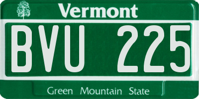 VT license plate BVU225
