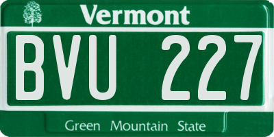 VT license plate BVU227