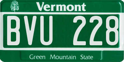 VT license plate BVU228