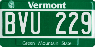 VT license plate BVU229