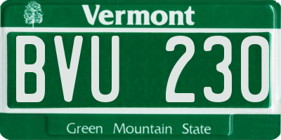 VT license plate BVU230