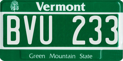 VT license plate BVU233