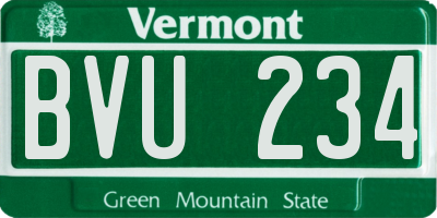 VT license plate BVU234