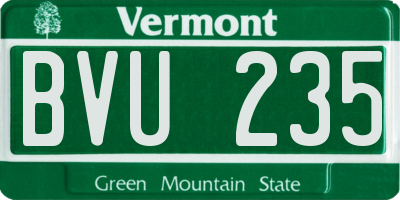 VT license plate BVU235