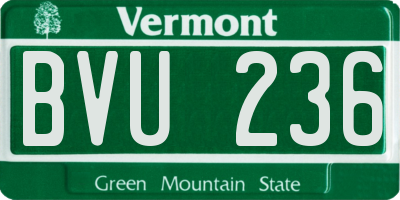 VT license plate BVU236