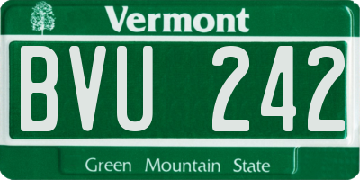 VT license plate BVU242