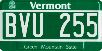 VT license plate BVU255