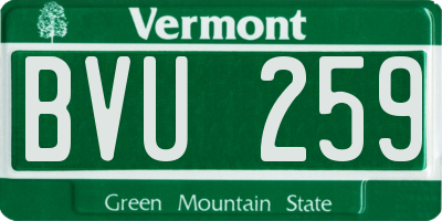 VT license plate BVU259