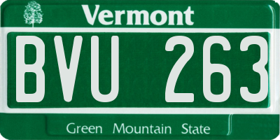 VT license plate BVU263