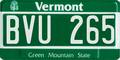VT license plate BVU265