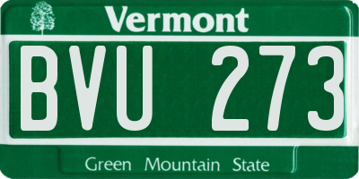 VT license plate BVU273