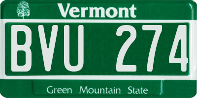 VT license plate BVU274