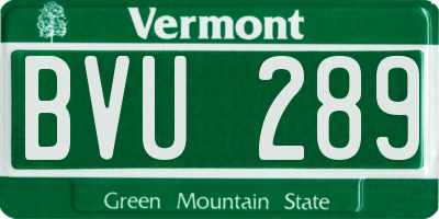 VT license plate BVU289