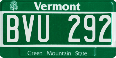 VT license plate BVU292