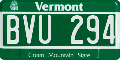 VT license plate BVU294