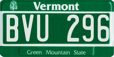 VT license plate BVU296