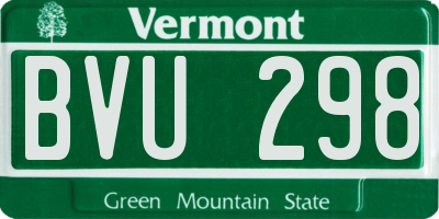 VT license plate BVU298