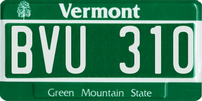 VT license plate BVU310