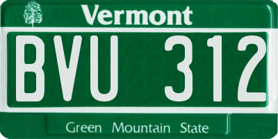 VT license plate BVU312