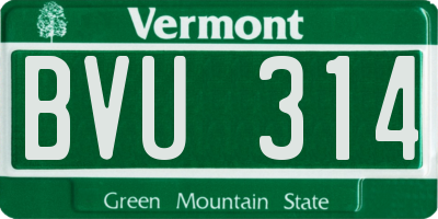 VT license plate BVU314