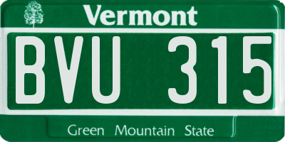 VT license plate BVU315