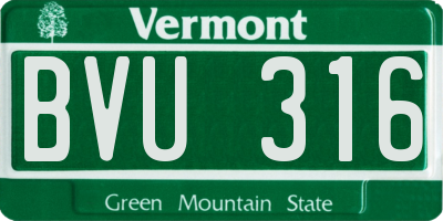 VT license plate BVU316