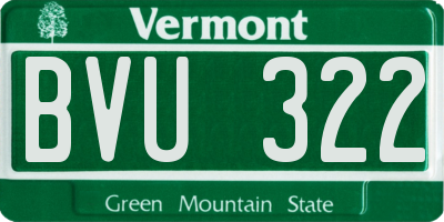 VT license plate BVU322